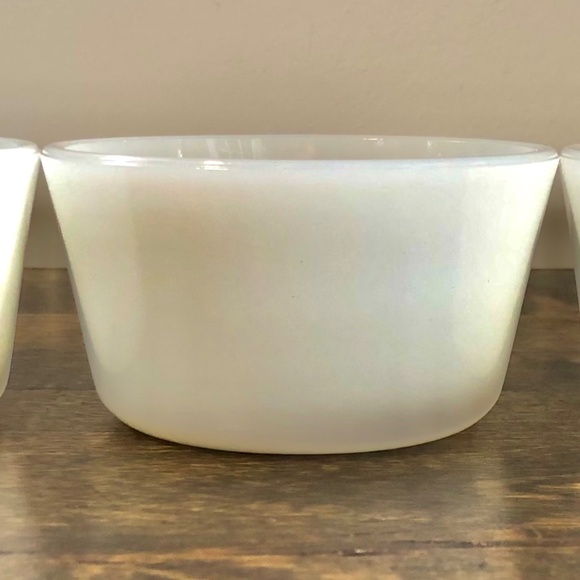 Vintage Set of 3 Glasbake Custard Cups Milk Glass Pudding Créme Brulet Ice Cream - Picture 3 of 9